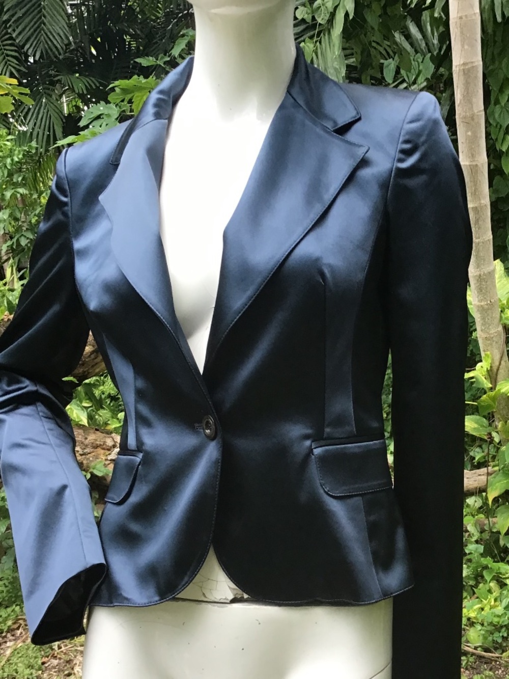 Vintage Roberto Cavalli satin pant suit in navy